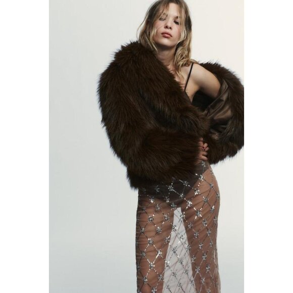 ZARA BEADED EMBROIDERED MIDI SKIRT - Picture 3 of 8